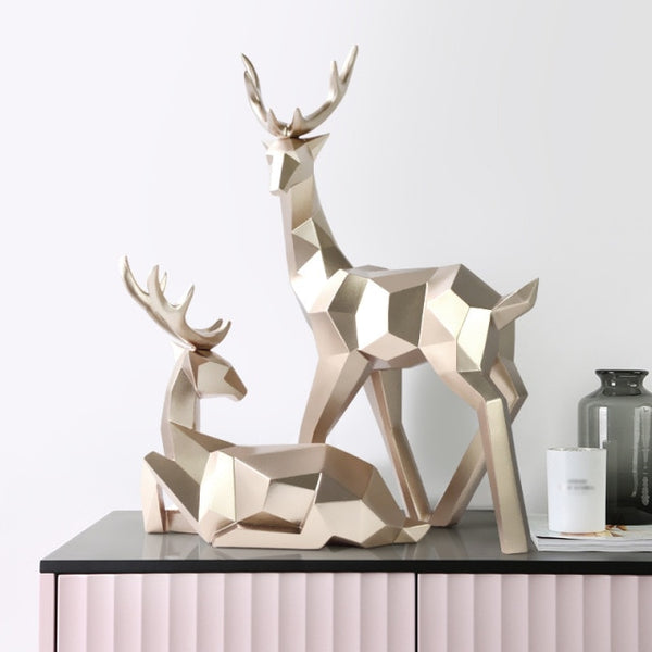 Geometric Reindeer Sculptures