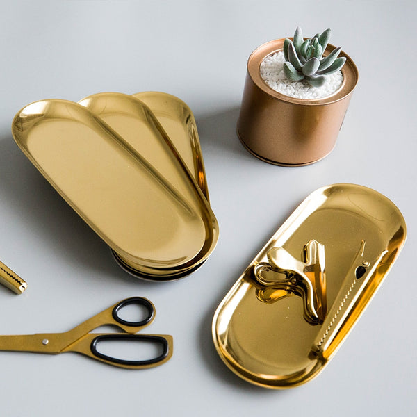 gold oval tray